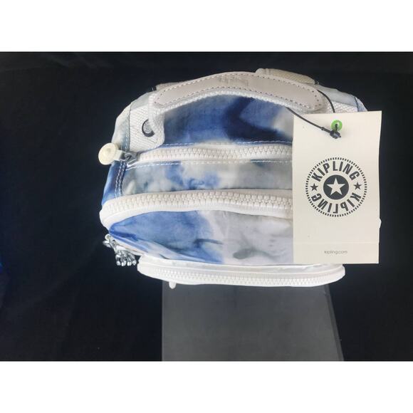 Kipling Tie Dye Pattern Backpack school book bag Blue/White/Gray New - Picture 9 of 12